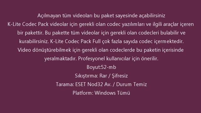 K Lite Codec Pack + Mega 11 8 6 2016 Katilimsiz Full indir смотреть онлайн
