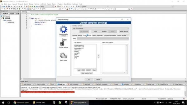 How to connect SFML to Code::Blocks