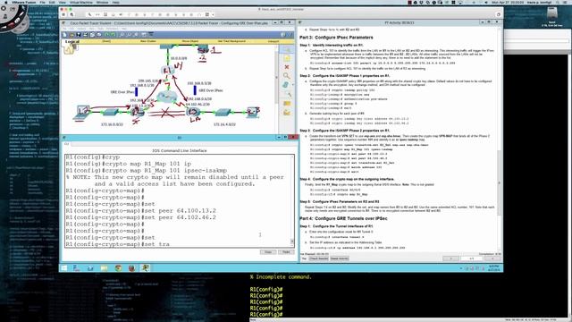 Spring 2015 - CSI258-847 (Week #5 - 04.25.2015) - Packet Tracer 7.3.2.8 (GRE over IPSec) смотреть онлайн