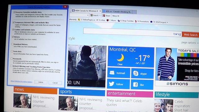 Windows 8 - Internet Explorer 10 desktop cookies and history delete смотреть онлайн