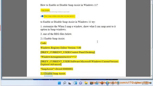 Enable/Disable Snap Assist in Windows 11 смотреть онлайн