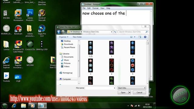 How to change the Windows 7 start button.avi смотреть онлайн