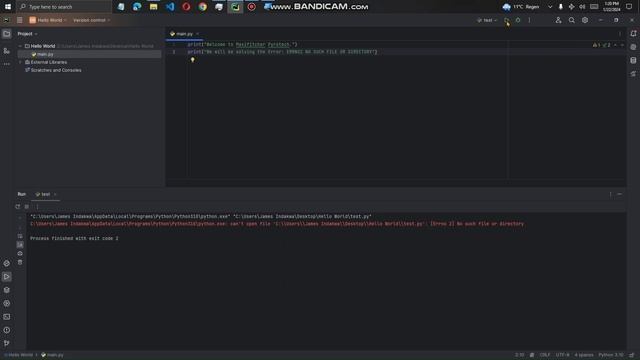 "[Errno2]: No such file or directory" Python error solution for Pycharm Software in 2024 смотреть онлайн