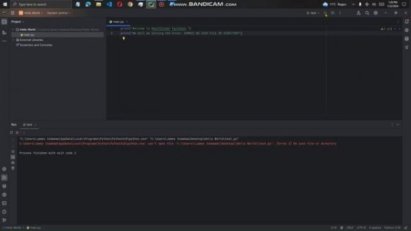 "[Errno2]: No such file or directory" Python error solution for Pycharm Software in 2024