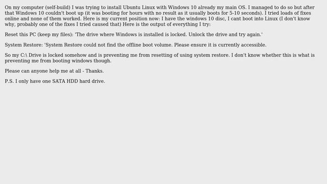 'The drive where windows is installed is locked' Error message when trying to reset Windows 10 смотреть онлайн