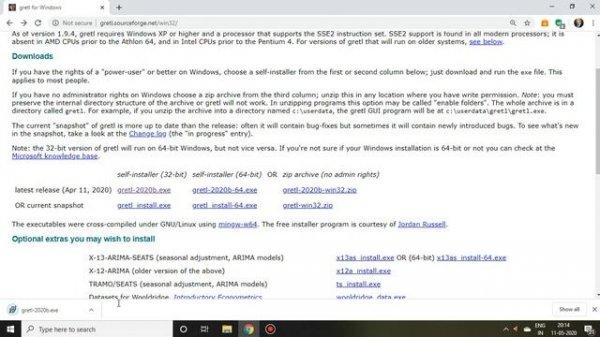 1.1: Installation of gretl software