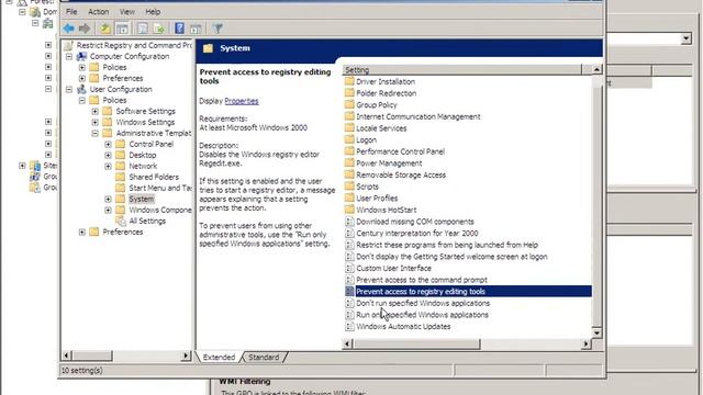 Create Group Policy for Restrict Command and Registry in Windows Server 2008 смотреть онлайн