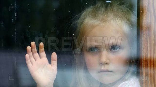 Sad Girl At Window Stock Video смотреть онлайн