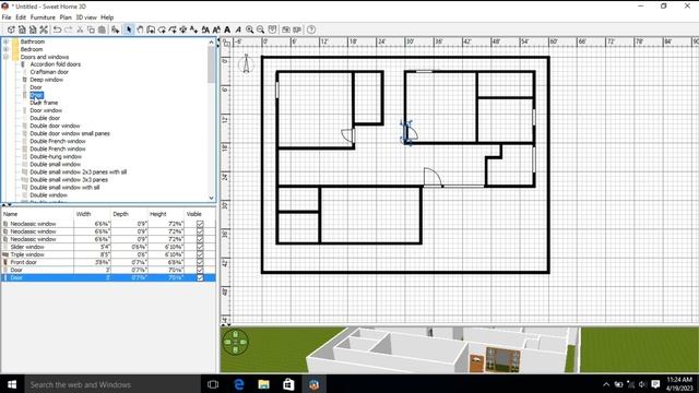 3.How to Add Door and Windows in sweet Home 3D. 2d and 3d view смотреть онлайн