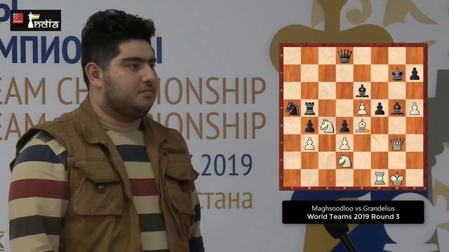 Parham Maghsoodloo's fine combination to beat Grandelius Nils | World Teams 2019 смотреть онлайн