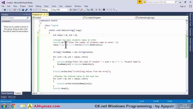 Day - 5 - 9 - Console Example – 2 – Using Arrays in C#.net смотреть онлайн