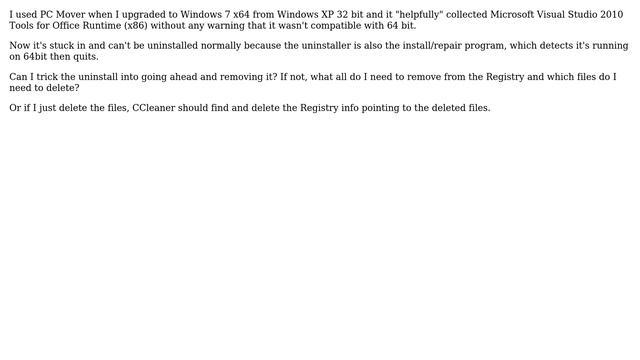 Manually remove Microsoft Visual Studio 2010 Tools for Office Runtime (x86) смотреть онлайн