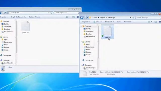 Windows 7: Bypass the Recycle Bin when you delete a file in Windows (Shift + DEL) смотреть онлайн