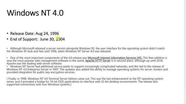 History of windows server, Windows NT Server Features and Updates, Release Date, End of Support, смотреть онлайн