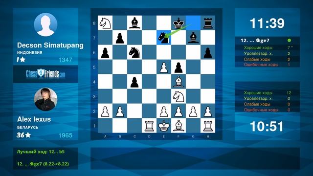 Chess Game Analysis: Alex lexus - Decson Simatupang : 1-0 (By ChessFriends.com) смотреть онлайн