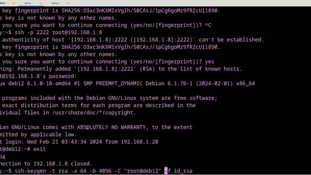 Делаем SSH Доступ по УСИЛЕННОМУ RSA-ключу для Linux Debian 12 смотреть онлайн
