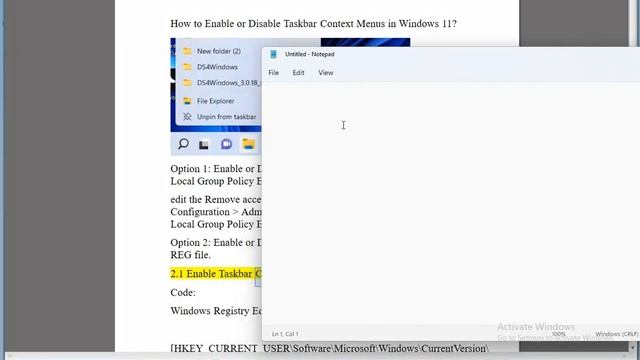 Enable/Disable Taskbar Context Menus in Windows 11 смотреть онлайн