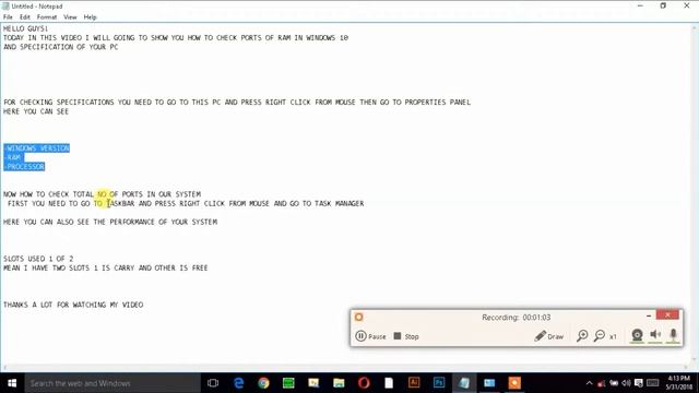 HOW TO CHECK SPECIFICATIONS AND PORTS OF RAM IN WINDOWS 10 смотреть онлайн
