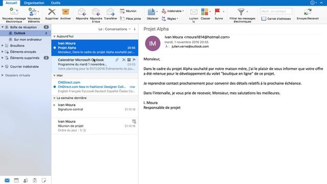 Outlook 2016 (Mac): messagerie 2 - dossiers смотреть онлайн
