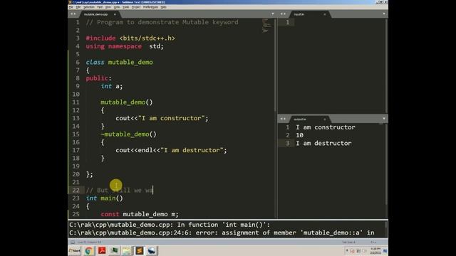 MSBTE OOP 22316 OBJECT ORIENTED PROGRAMMING The Mutable Keyword in C++- Demonstration смотреть онлайн
