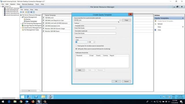 22 FSRM Disk Quota on Windows Server 2012 R2 смотреть онлайн