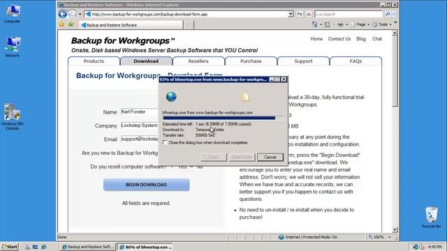 Setup Backup for Workgroups to backup SBS 2008 смотреть онлайн