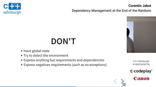 C++ Edinburgh [2019]: Corentin Jabot — Dependency Management at the End of the Rainbow смотреть онлайн