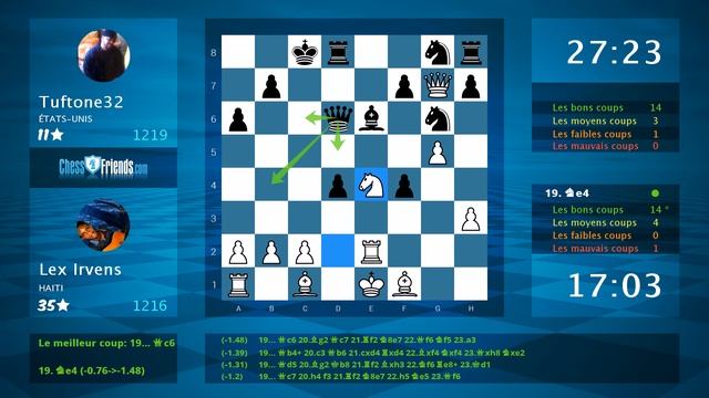 Chess Game Analysis: Lex Irvens - Tuftone32 : 0-1 (By ChessFriends.com) смотреть онлайн