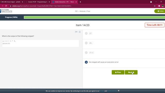 CISCO Python certificate solutions # PE1 #Module 2 Quiz смотреть онлайн