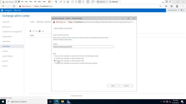 Create Internet Send Connector in Exchange Server 2019 CU12 смотреть онлайн