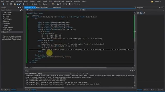 QUADRATIC EQUATION ROOT CALCULATOR WITH COMPLEX ROOT ON VISUAL BASIC Part 2 (FORM) смотреть онлайн