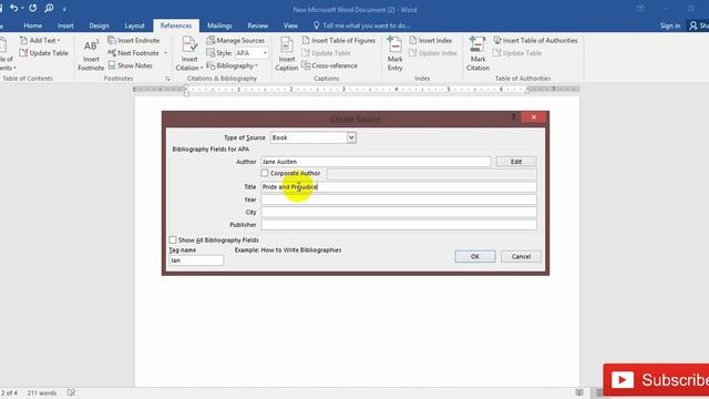 Reference Tab MS word 2016 tutorial | 2019 | Office 356 смотреть онлайн