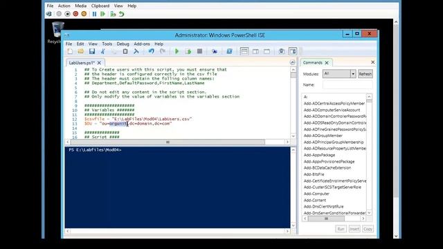 Win Server 2012 | M04-Ex02 | Using Windows PowerShell to Create User Accounts in Bulk || MCSA 70-41 смотреть онлайн