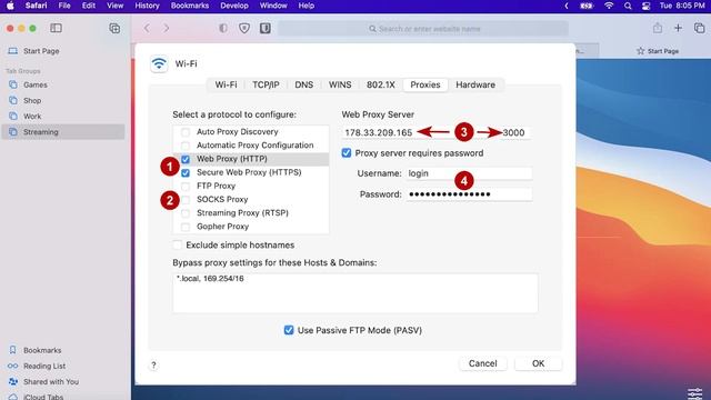 Proxy settings in Safari on Mac OS смотреть онлайн