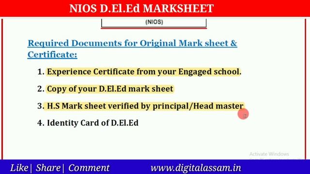 NIOS D.El.Ed Original Mark Sheet & Certificate || Required Documents || Latest Update смотреть онлайн