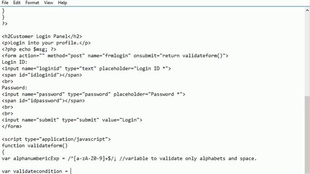 JavaScript validation for Login Page смотреть онлайн
