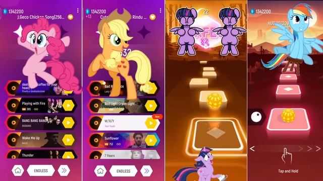 Pinkiepie - Applejack - Twilight Sparkle - Rainbow Dash Song TilesHop EDM Rush #mlp #applejack смотреть онлайн