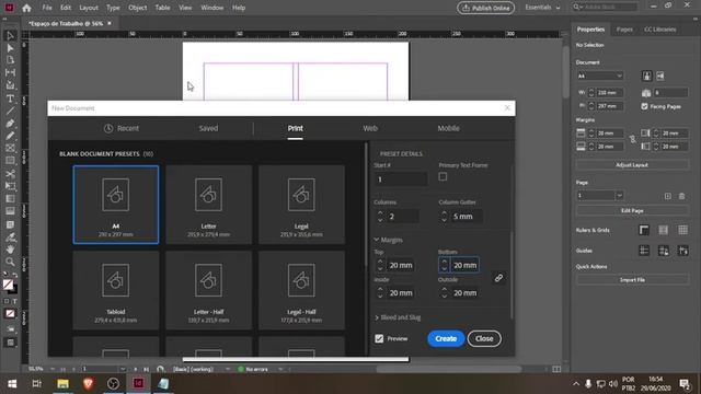 Workspace e configurações do documento. смотреть онлайн
