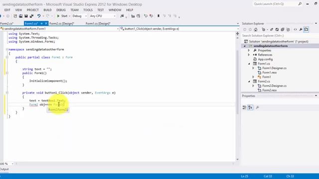 Send Data To Other Form in C# смотреть онлайн