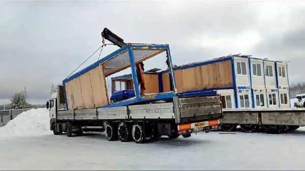 Перевозка 9 метровых модулей на бортовых длинномерах
