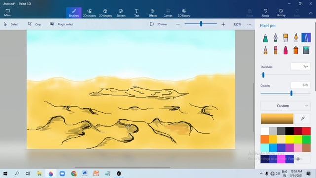 How to paint on pc paint 3D ( Desert scenery ) Windows 10 . Drawing tutorial video . смотреть онлайн
