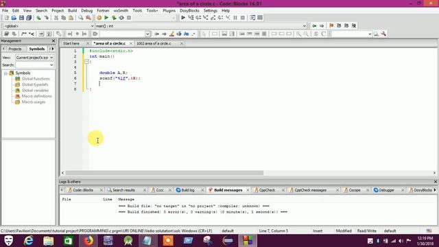 URI problem 1002 (Area of a circle) Solution in C смотреть онлайн