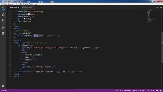 TESTE DE QI EM HTML PT2 - SCRIPT TUTORIAIS смотреть онлайн