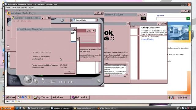 Windows ME Millenium Edition Virtual PC 2004 2007 смотреть онлайн