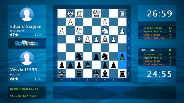 Chess Game Analysis: Eduard Siagian - Vvsvlad5555 : 1-0 (By ChessFriends.com) смотреть онлайн