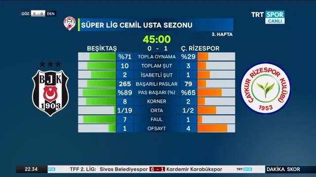Beşiktaş 1 - 1 Çaykur Rizespor Maç Özeti смотреть онлайн
