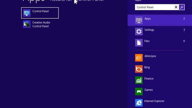 Windows 8.0 Professional - Access the Control Panel from the Start Screen Using Instant Search смотреть онлайн