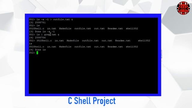 C Shell Functionality Demo (fork, exec, waitpid) смотреть онлайн
