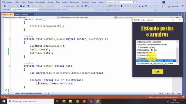 C#, listar diretórios e arquivos. C Sharp Windows Form. смотреть онлайн